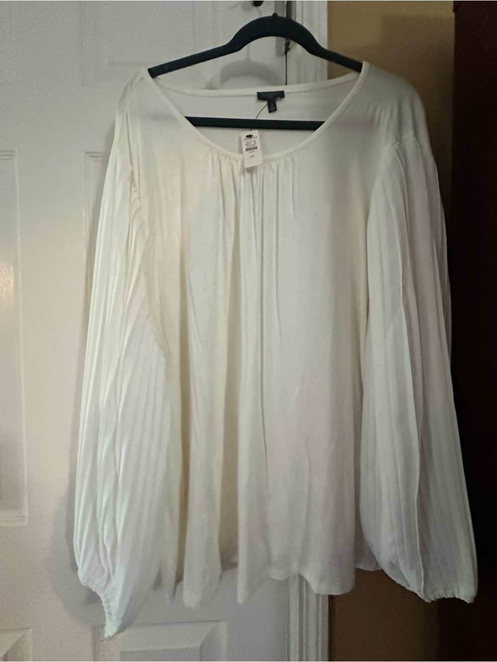 Talbots Cream Long-Sleeve Pleated Tunic Top